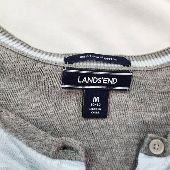 Lands End Striped Cardigan Blue/Gray Medium.  Lot E - Picture 4 of 7
